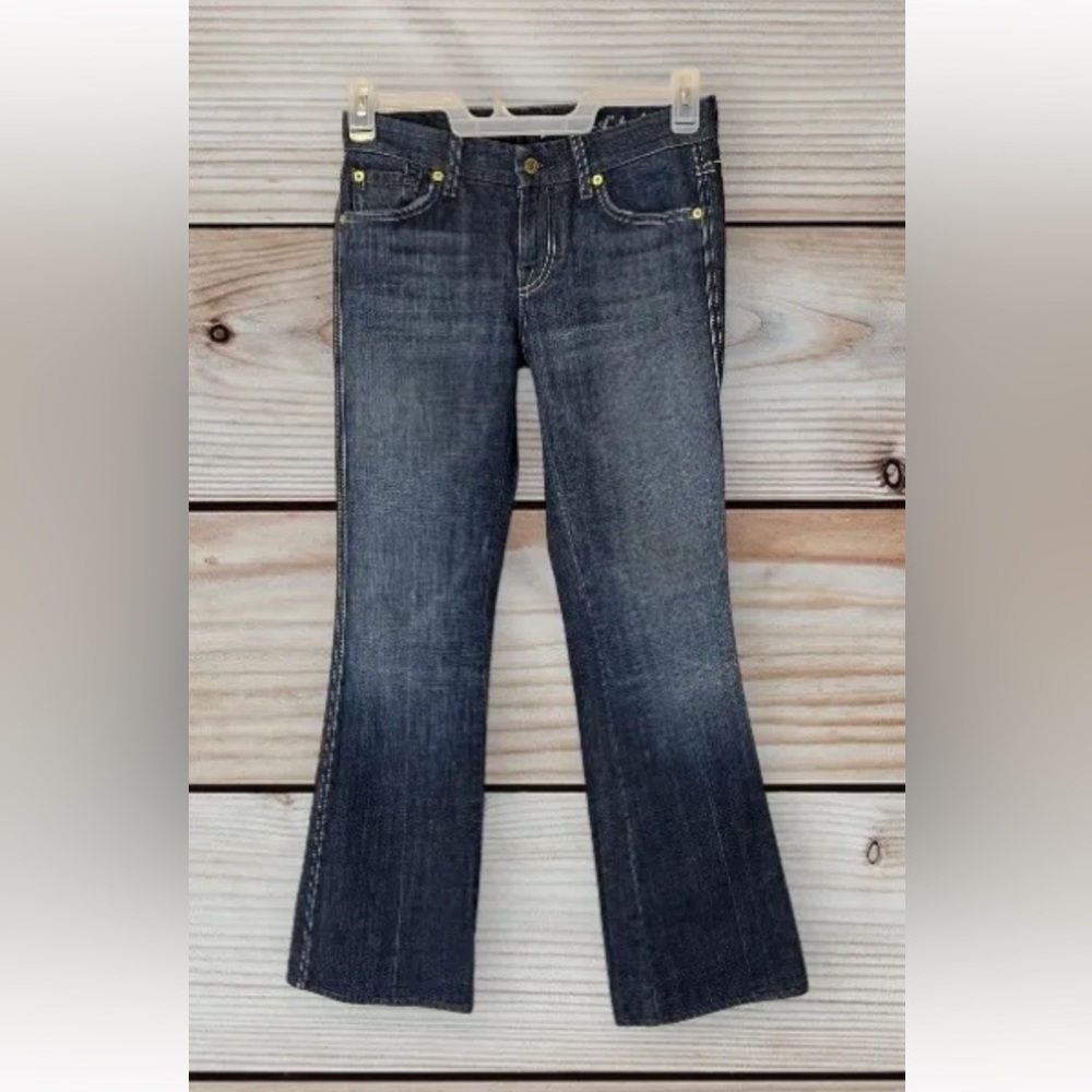 7 For All Mankind A Pocket Jeans Womens 26 Wide Leg Stretch Denim Pants USA Made